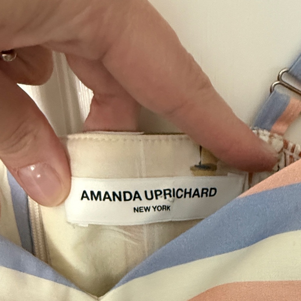 Amanda Uprichard Cream, Blue and Peach Striped Dress - Picture 2 of 6